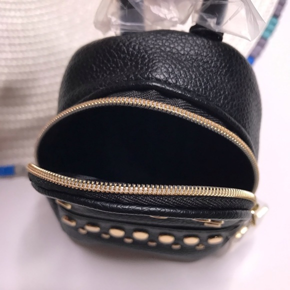Victoria’s Secret Charm Key Chain Mini Backpack Black w Studs NEW - Picture 3 of 3